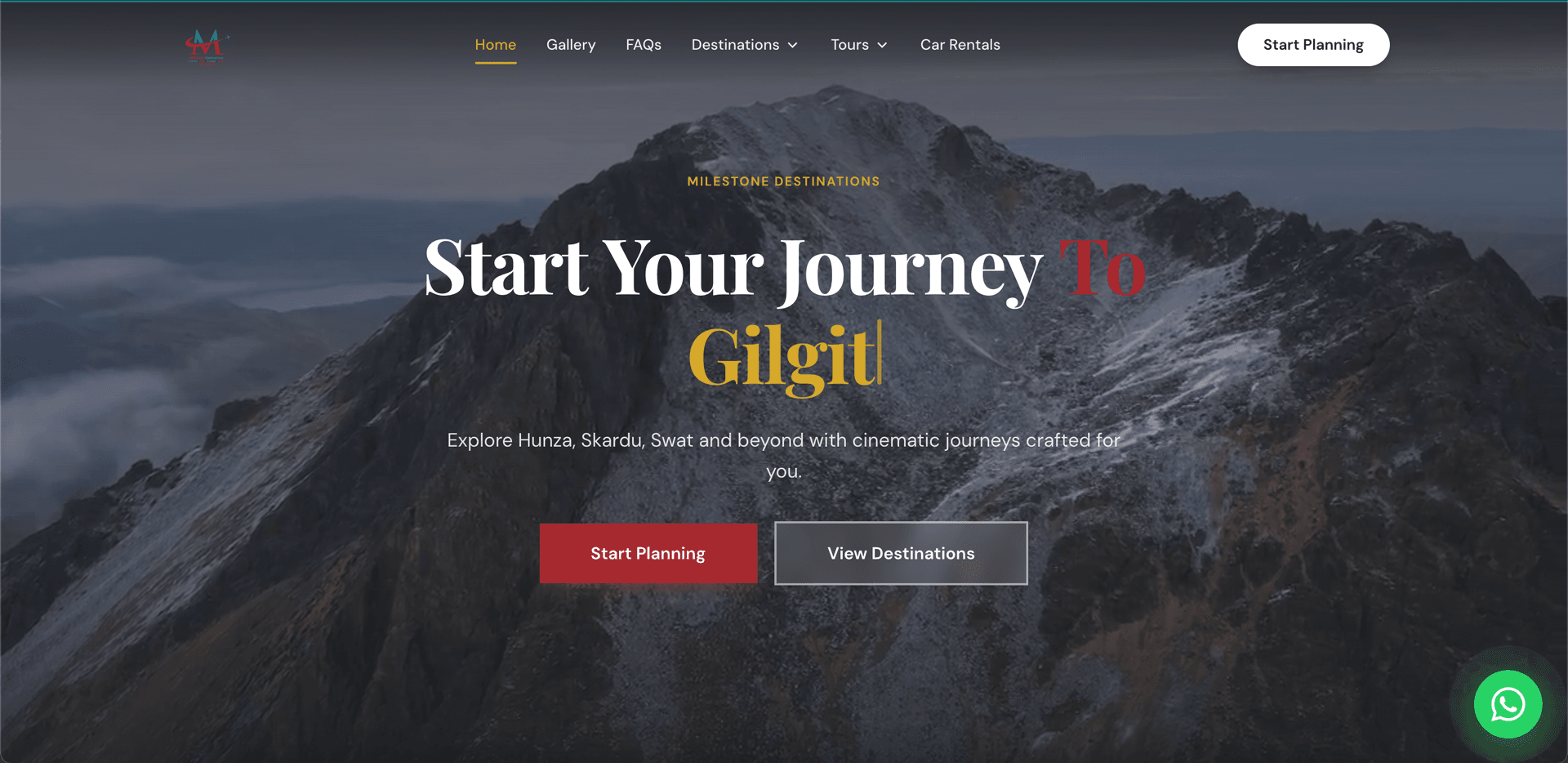 Milestone Destinations website preview